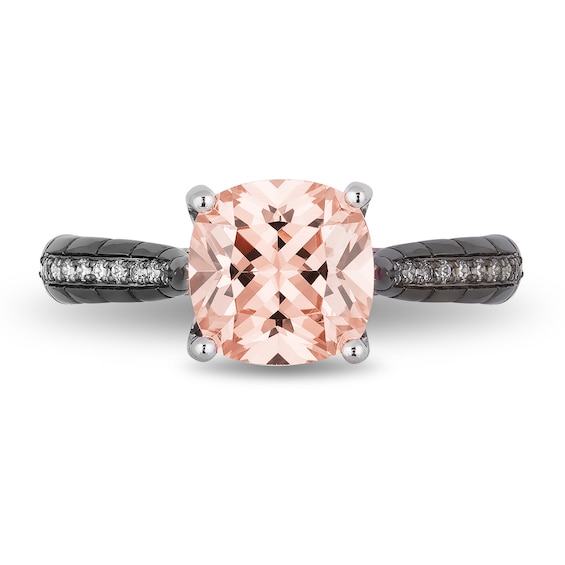 Enchanted Disney Villains Maleficent 8.0mm Morganite and 1/6 CT. TW. Diamond Engagement Ring in 14K Two-Tone Gold