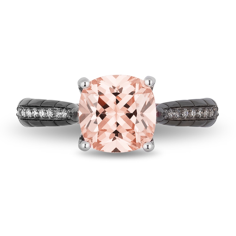 Main Image 4 of Enchanted Disney Villains Maleficent 8.0mm Morganite and 1/6 CT. TW. Diamond Engagement Ring in 14K Two-Tone Gold