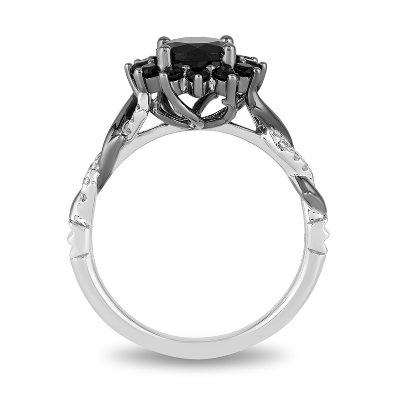 Main Image 3 of Enchanted Disney Villains Maleficent 1-1/2 CT. T.W. Black and White Diamond Frame Engagement Ring in 14K White Gold