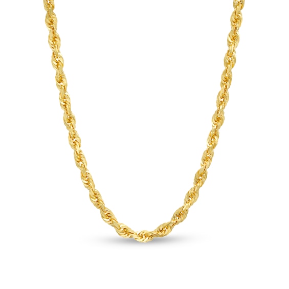 Men's 4.4mm Diamond-Cut Glitter Rope Chain Necklace in Solid 10K Gold