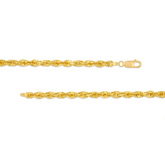 Men's 4.4mm Diamond-Cut Glitter Rope Chain Necklace in Solid 10K Gold - 26"