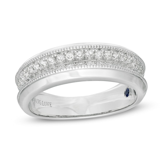 Vera Wang Love Collection Men 5/8 CT. T.w. Diamond Two Row Wedding Band in 14K White Gold