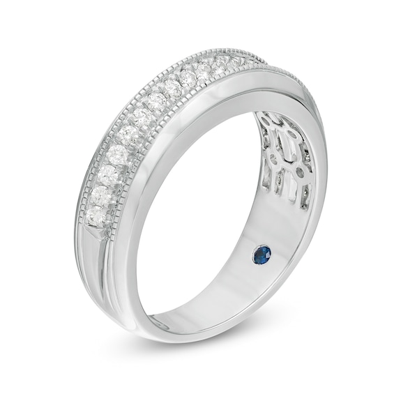 Vera Wang Men's Men 5/8 CT. T.w. Diamond Two Row Wedding Band in 14K White Gold