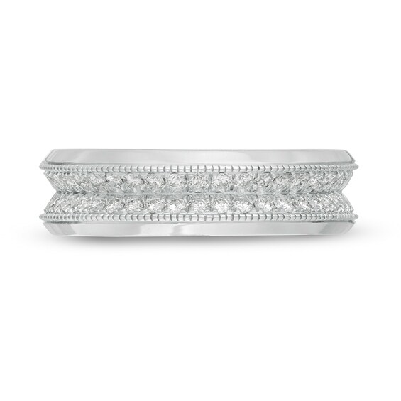 Vera Wang Men's Men 5/8 CT. T.w. Diamond Two Row Wedding Band in 14K White Gold