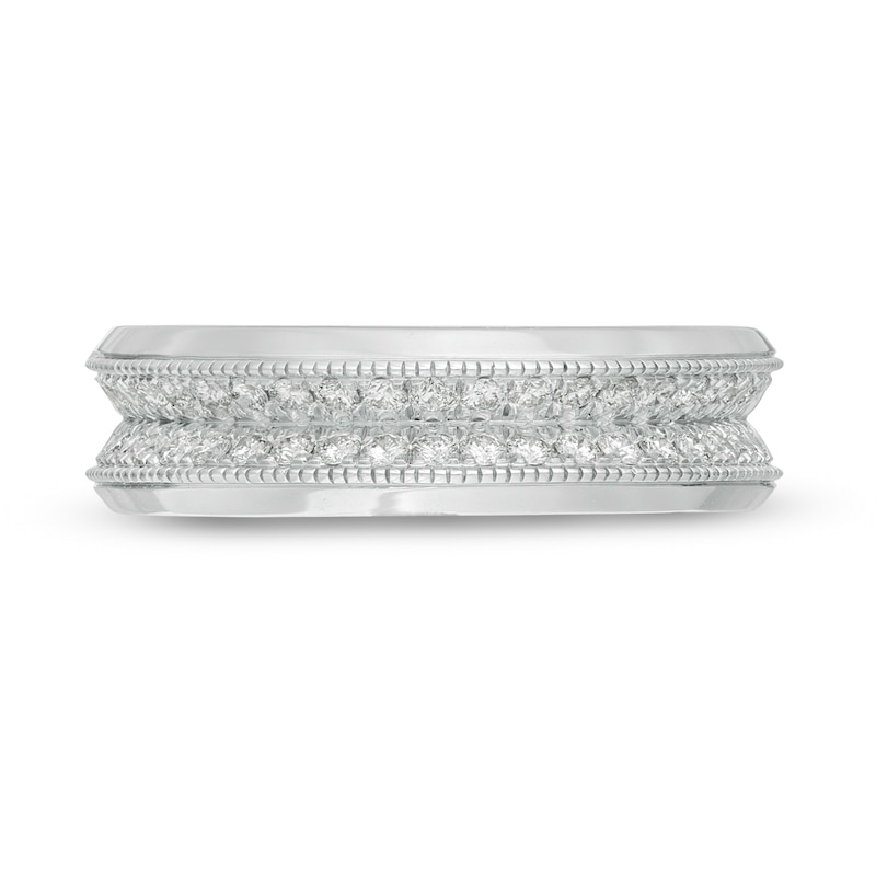 Main Image 3 of Vera Wang Men's Men 5/8 CT. T.W. Diamond Two Row Wedding Band in 14K White Gold