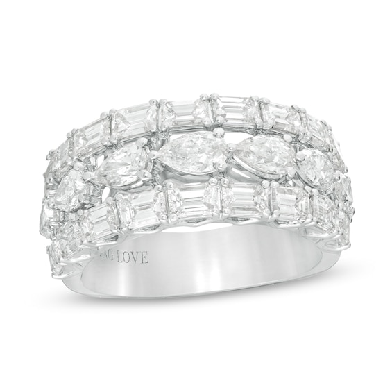 Vera Wang Love Collection 2-7/8 CT. T.W. Certified Diamond Three Row Band in 14K White Gold (I/SI2) Vera Wang Love Collection 2-7/8 CT. T.W. Certified Diamond Three Row Band in 14K White Gold (I/SI2)