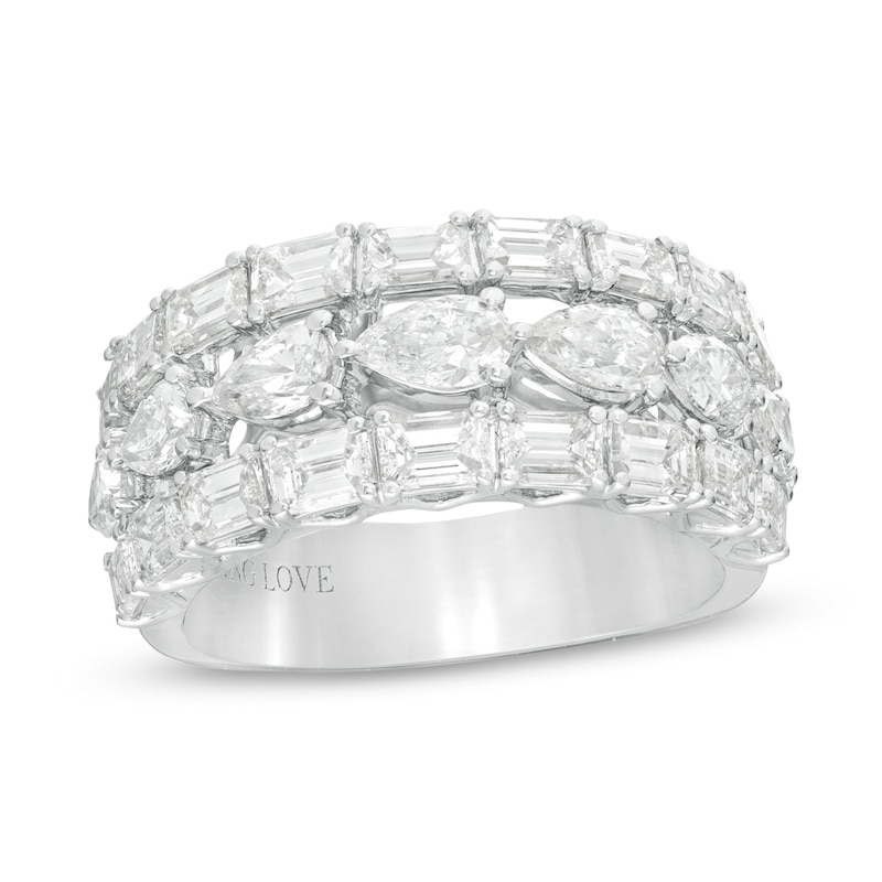 Vera Wang Love Collection 2-7/8 CT. T.W. Certified Diamond Three Row Band in 14K White Gold (I/SI2)