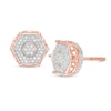 Thumbnail Image 0 of Men's 1/6 CT. T.W. Composite Diamond Hexagon Frame Stud Earrings in Sterling Silver with 14K Rose Gold Plate
