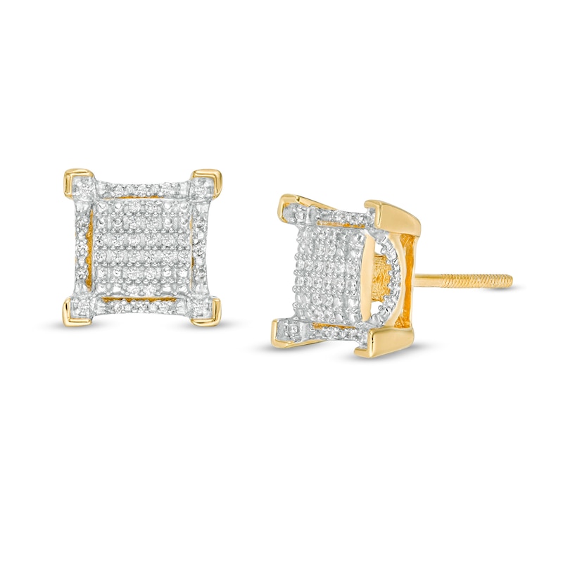 Men's 1/5 CT. T.W. Square Composite Diamond Gothic-Style Frame Stud Earrings in 10K Gold