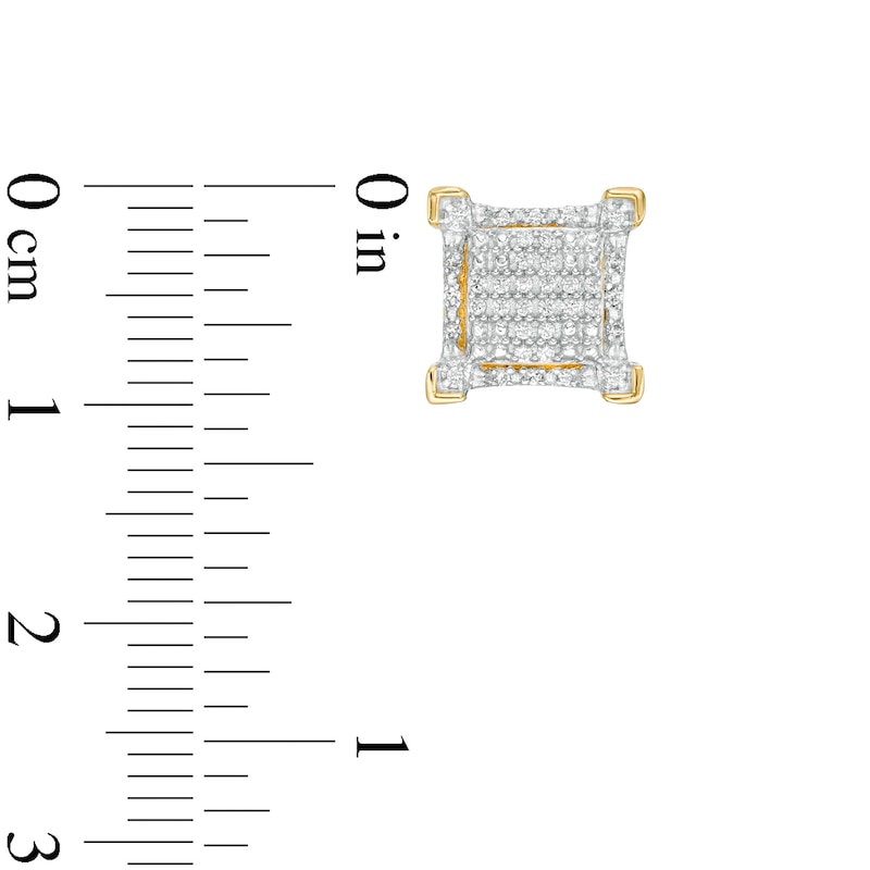 Main Image 3 of Men's 1/5 CT. T.W. Square Composite Diamond Gothic-Style Frame Stud Earrings in 10K Gold
