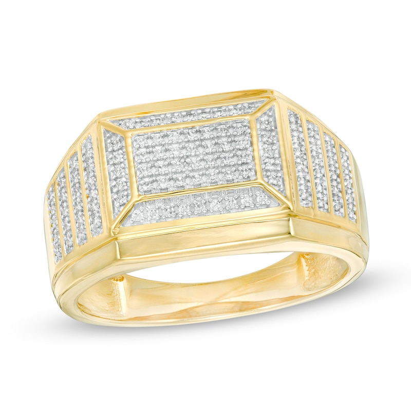 Main Image 1 of Men's 1/3 CT. T.W. Rectangular Multi-Diamond Ring in 10K Gold