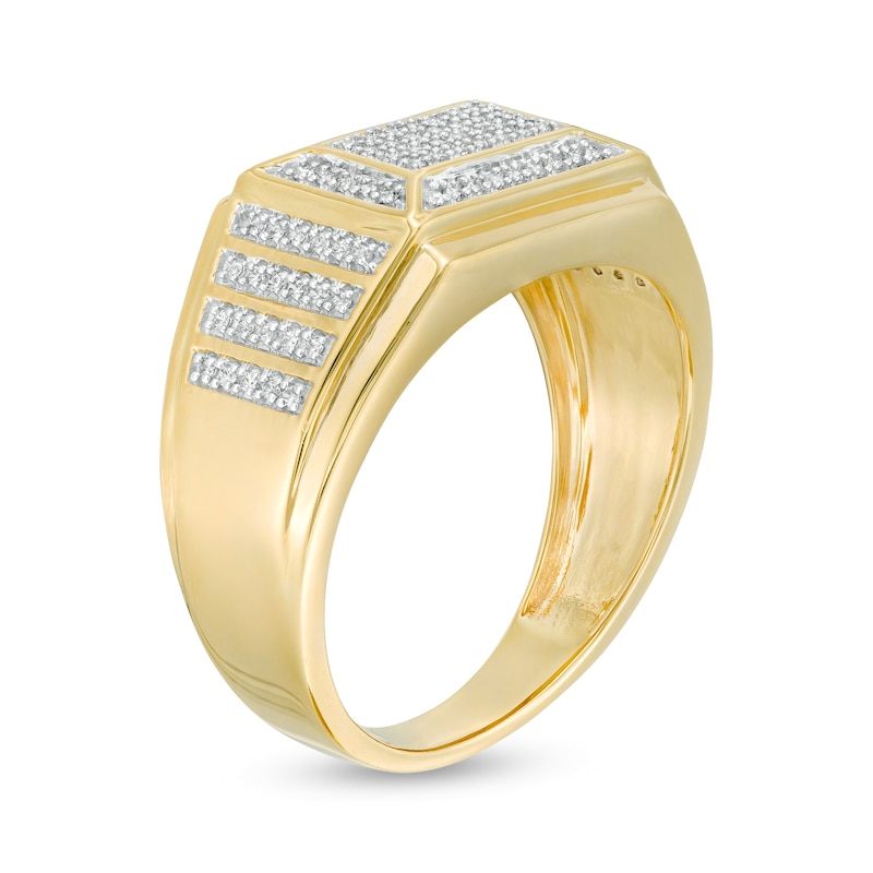 Main Image 3 of Men's 1/3 CT. T.W. Rectangular Multi-Diamond Ring in 10K Gold