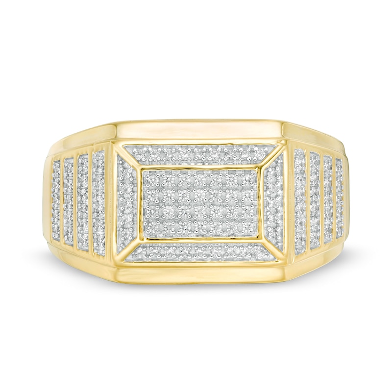 Main Image 4 of Men's 1/3 CT. T.W. Rectangular Multi-Diamond Ring in 10K Gold