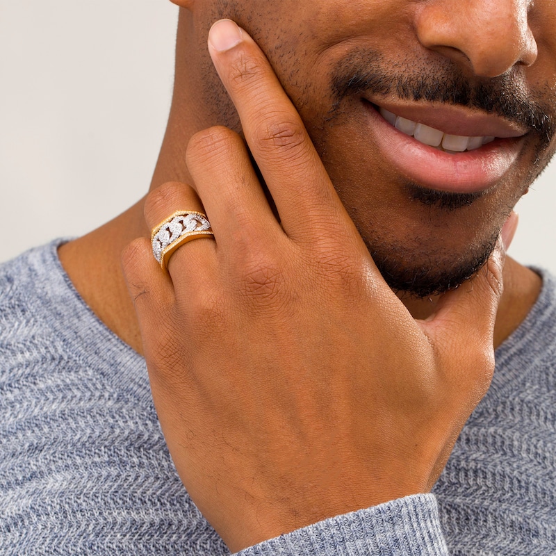 Main Image 2 of Men's 1/2 CT. T.W. Diamond Chain Link Ring in 10K Two-Tone Gold