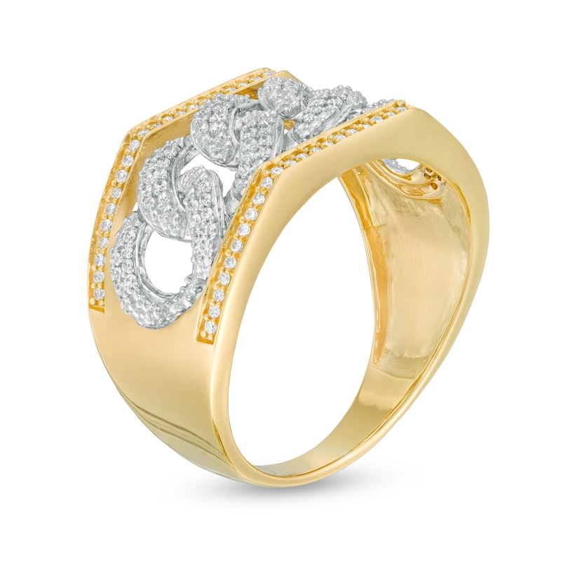 Main Image 3 of Men's 1/2 CT. T.W. Diamond Chain Link Ring in 10K Two-Tone Gold