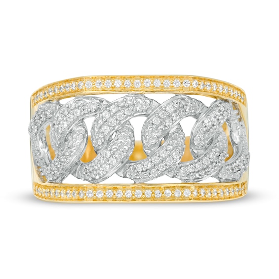 1/2 CT. T.w. Diamond Chain Link Ring in 10K Two-Tone Gold