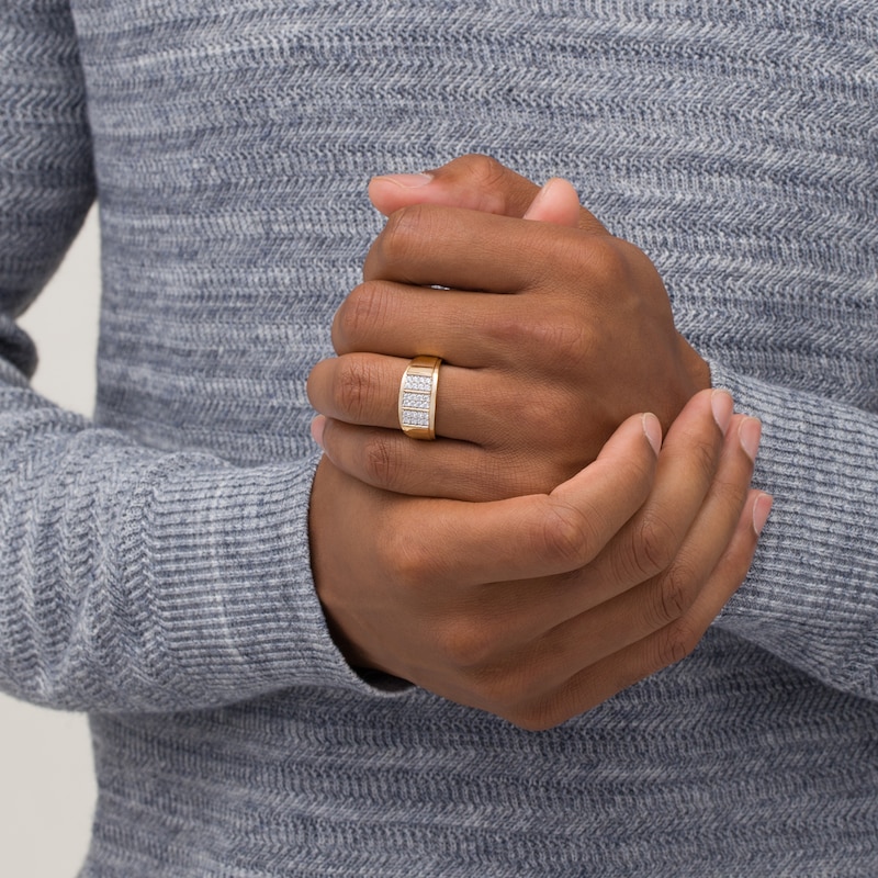 Main Image 2 of 1/2 CT. T.W. Composite Diamond Linear Triple Row Ring in 10K Gold
