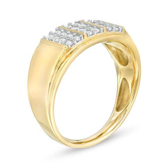 1/2 CT. T.w. Composite Diamond Linear Triple Row Ring in 10K Gold