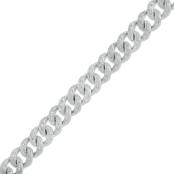 Semi-Solid Diamond Cuban Link Bracelet 1/2 ct tw Round Sterling Silver 8.5