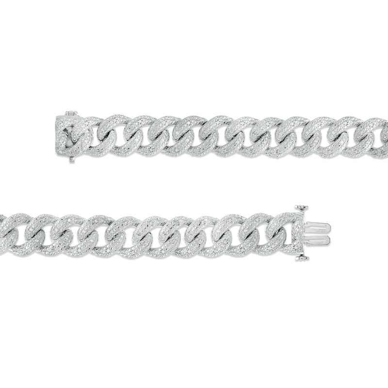 Men's 1/3 CT. T.W. Diamond Curb Chain Bracelet in Sterling Silver - 8.5"