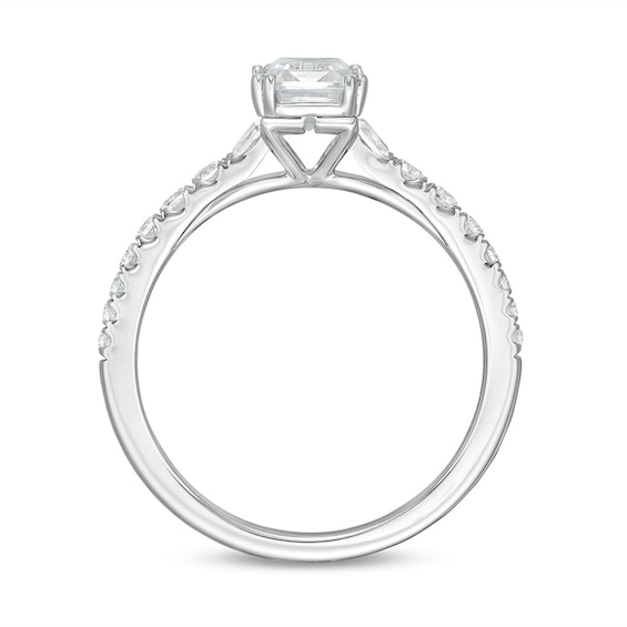 Zales Private Collection 1-1/3 CT. T.w. Certified Colorless Emerald-Cut Diamond Engagement Ring in 14K White Gold(F/SI2)