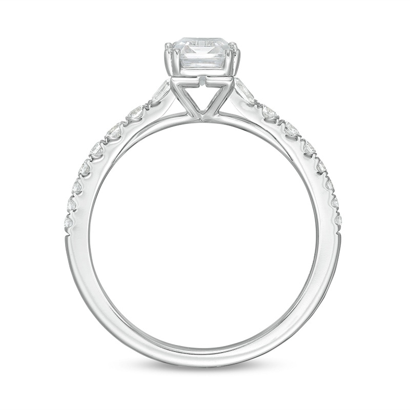 Zales Private Collection 1-1/3 CT. T.W. Certified Colorless Emerald-Cut Diamond Engagement Ring in 14K White Gold(F/SI2)