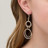 Diamond-Cut Interlocking Double Circle Drop Earrings in 10K Gold