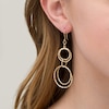 Thumbnail Image 2 of Diamond-Cut Interlocking Double Circle Drop Earrings in 10K Gold
