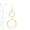 Thumbnail Image 3 of Diamond-Cut Interlocking Double Circle Drop Earrings in 10K Gold