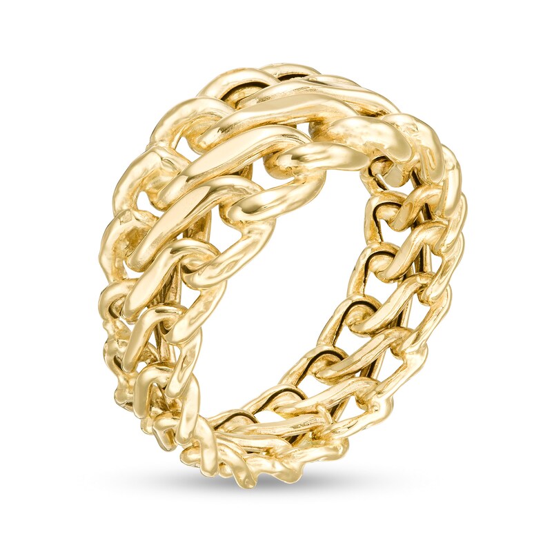 Main Image 3 of Made in Italy 9.5mm S-Link Chain Ring in 14K Gold - Size 7