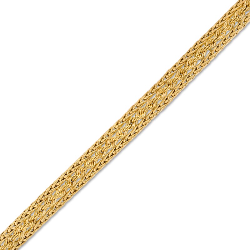 Main Image 1 of Made in Italy Wheat and Rope Chain Three Row Bracelet in 14K Gold - 7.5"