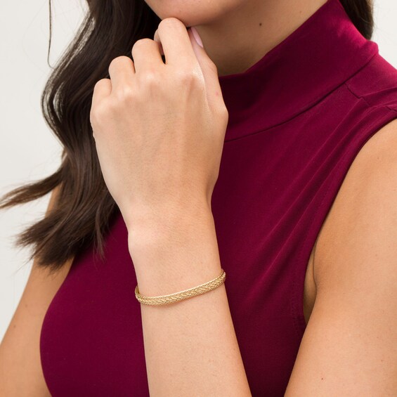 Made in Italy Wheat and Rope Chain Three Row Bracelet in 14K Gold - 7.5"