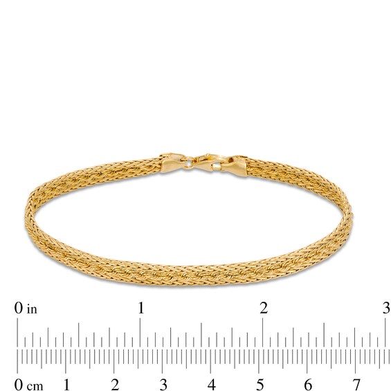 Made in Italy Wheat and Rope Chain Three Row Bracelet in 14K Gold - 7.5"
