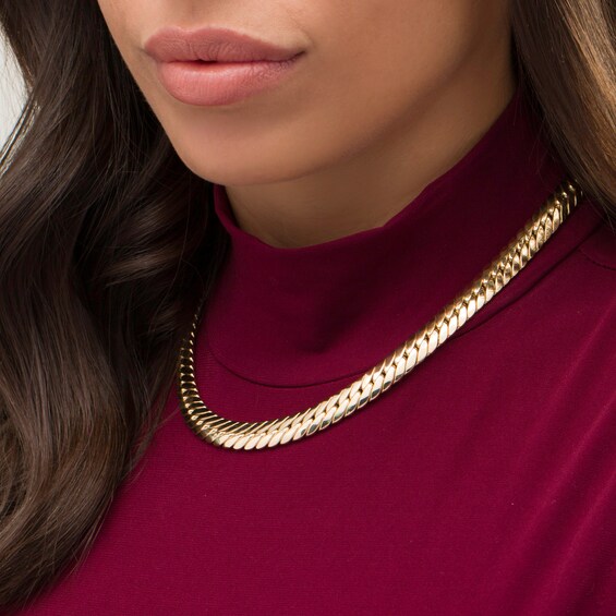 Made in Italy 9.6mm Curb Chain Necklace in Hollow 10K Gold - 17.5"