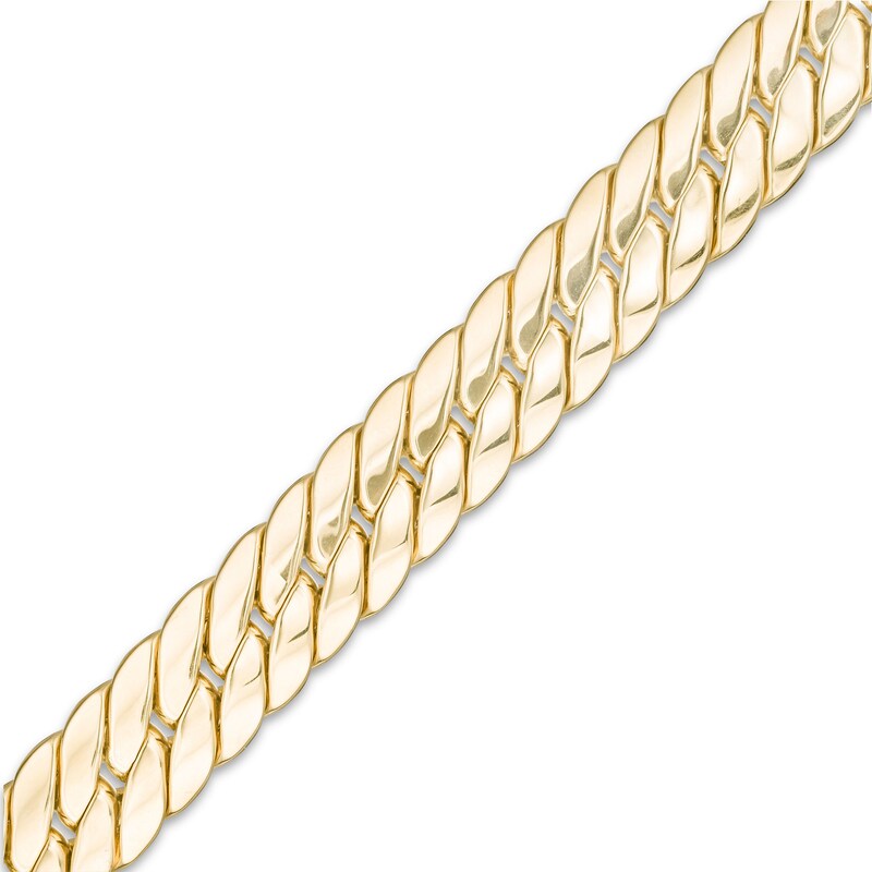 Main Image 1 of Made in Italy 9.6mm Curb Chain Bracelet in Hollow 10K Gold - 7.5"