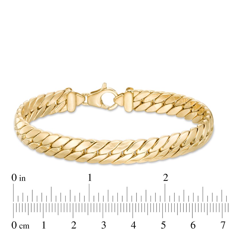 Main Image 4 of Made in Italy 9.6mm Curb Chain Bracelet in Hollow 10K Gold - 7.5"