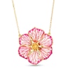 Thumbnail Image 1 of Made in Italy Pink Enamel Flower Pendant in 14K Gold