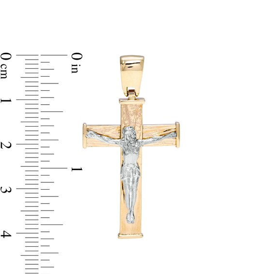 Made in Italy Textured Crucifix Necklace Charm in 10K Two-Tone Gold