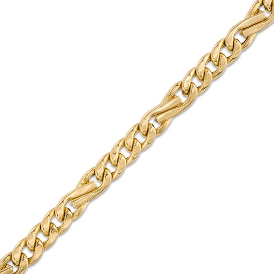 Made in Italy Men's 6.4mm Twisted Figaro Chain Bracelet in Hollow 10K Gold - 8.5"