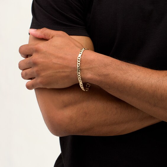 Made in Italy Men's 6.4mm Twisted Figaro Chain Bracelet in Hollow 10K Gold - 8.5"