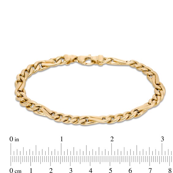 Made in Italy Men's 6.4mm Twisted Figaro Chain Bracelet in Hollow 10K Gold - 8.5"