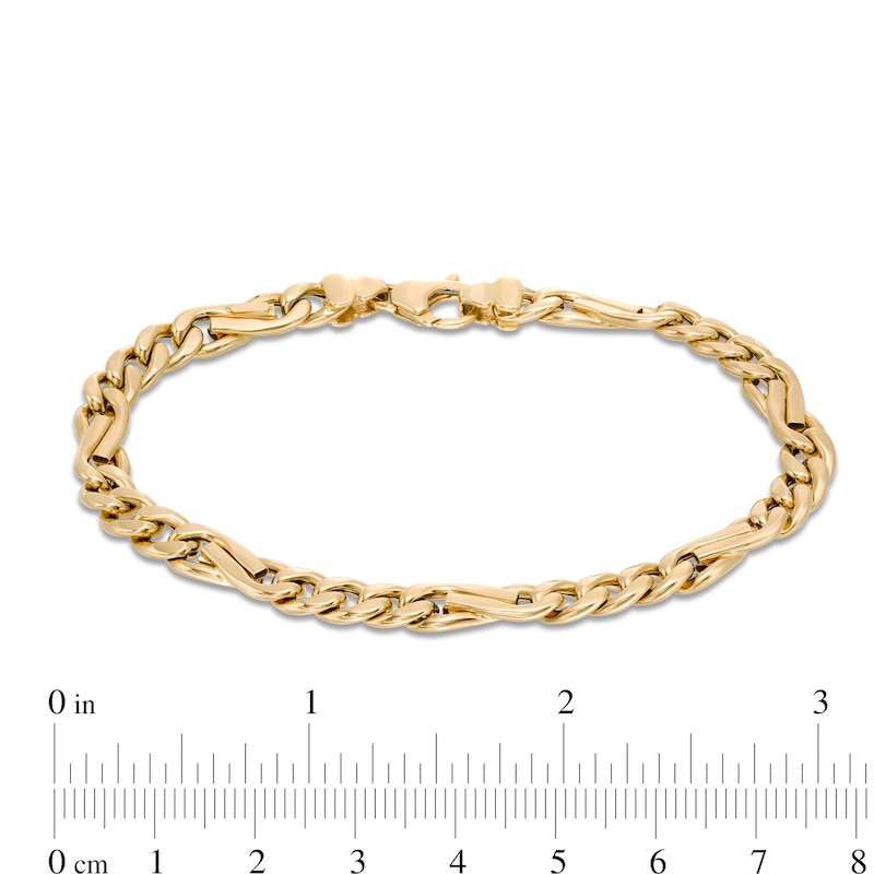 Main Image 3 of Made in Italy 6.4mm Twisted Figaro Chain Bracelet in Hollow 10K Gold - 8.5"
