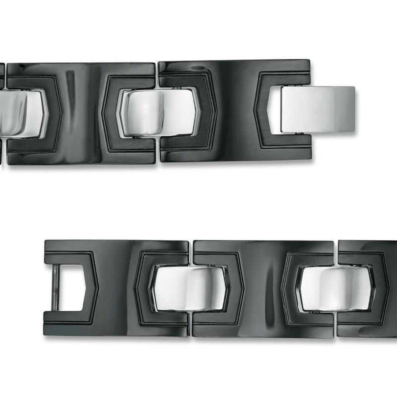 Main Image 3 of Diamond Accent ID Link Bracelet In Stainless Steel with Black IP - 8.5"