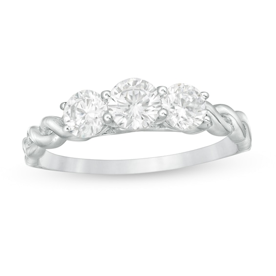1 CT. T.w. Diamond Past Present Future® Twist Shank Engagement Ring in 14K White Gold