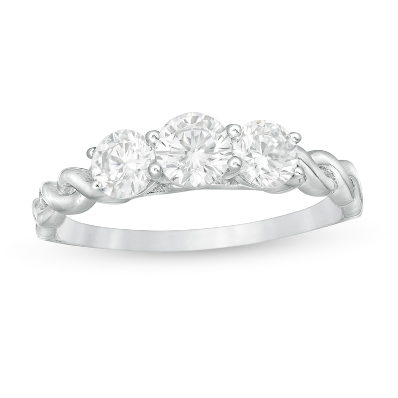 Main Image 1 of 1 CT. T.W. Diamond Past Present Future® Twist Shank Engagement Ring in 14K White Gold