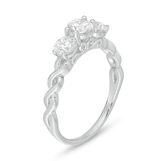1 CT. T.w. Diamond Past Present FutureÂ® Twist Shank Engagement Ring in 14K White Gold