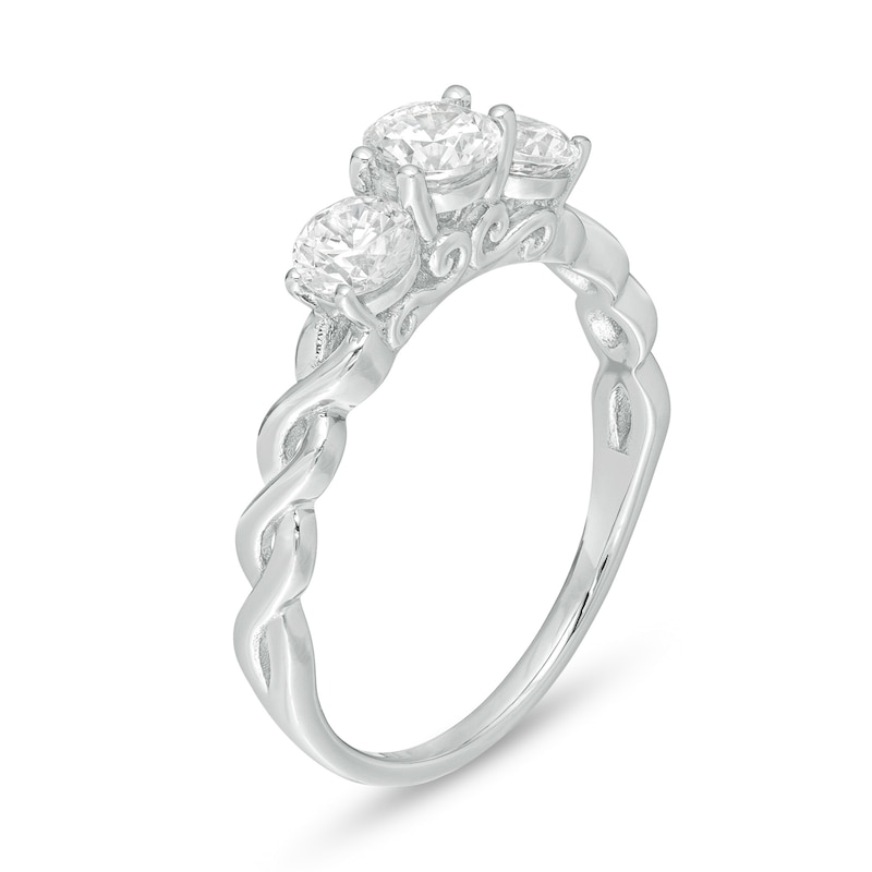 Main Image 3 of 1 CT. T.W. Diamond Past Present Future® Twist Shank Engagement Ring in 14K White Gold