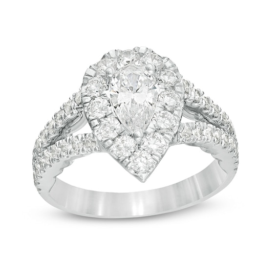 Love's Destiny by Zales 2 CT. T.w. Certified Pear-Shaped Diamond Frame Engagement Ring in 14K Two-Tone Gold (I/Si2)