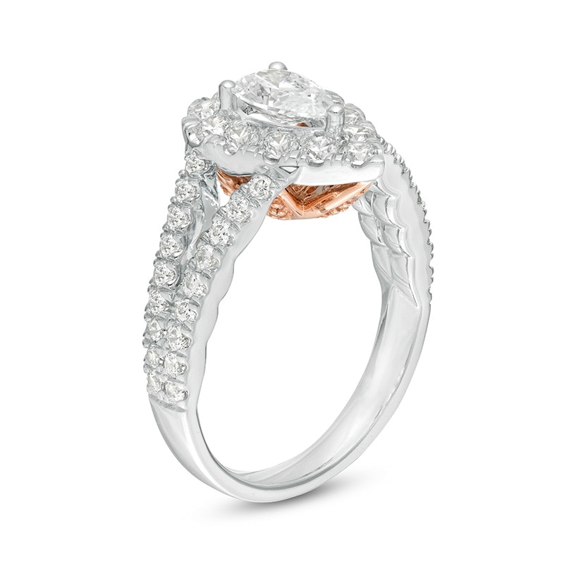 Love's Destiny by Zales 2 CT. T.W. Certified Pear-Shaped Diamond Frame Engagement Ring in 14K Two-Tone Gold (I/SI2)