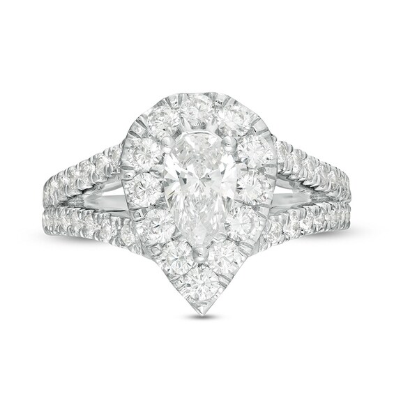 Love's Destiny by Zales 2 CT. T.w. Certified Pear-Shaped Diamond Frame Engagement Ring in 14K Two-Tone Gold (I/Si2)